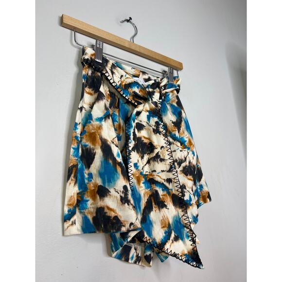 NWT Hunter Bell Ashton Short Tie Waist Blue & Tan Tie Dye High Waist Size: 0 - Picture 3 of 7